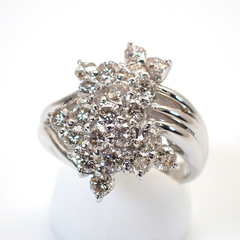 Pt900 ダイヤモンド 2.00ct プラチナ リング 17号 2カラット 【中古】【ノンブランドュエリー】【店長のおすすめ】