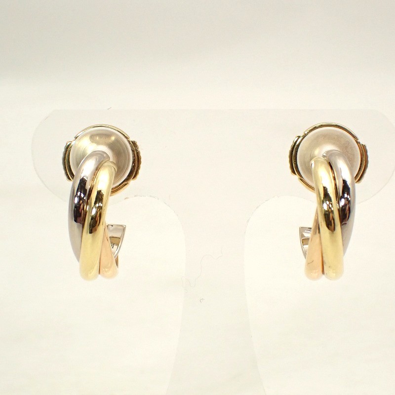極美品 カルティエ トリニティ ピアス スモール 750 K18YG WG PG Cartier カルティエ トリニティ ピアス CR80083231 Au750 (K18YG