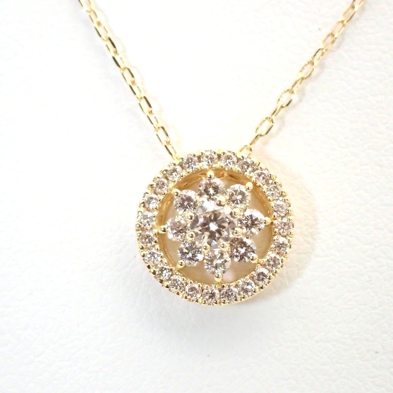K18YG ダイヤモンド 0.52ct ペンダントネックレス イエローゴールド 【中古】 【ノンブランドジュエリー】【店長のおすすめ】