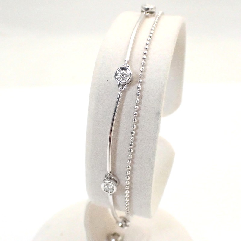 Ｐｔ850金剛石0.30ｃｔ腕輪18ｃｍ【中古】