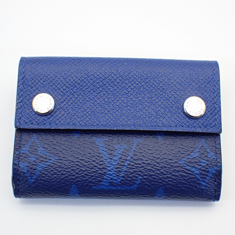 ルイ・ヴィトンタイガラマディスカバリーコンパクト三つ折り紙入れ＊M67620青み【LOUIS VUITTON】【中古】ルイヴィトン