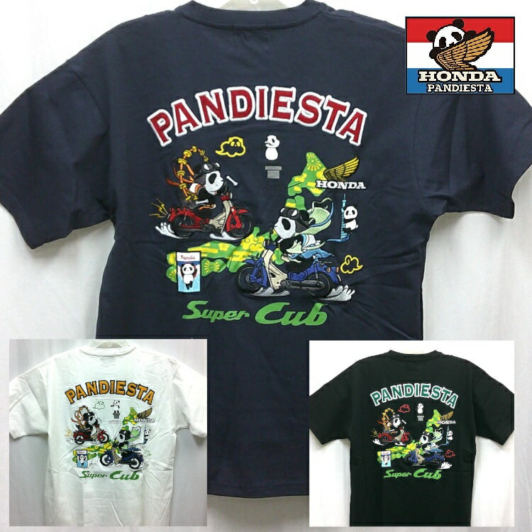 ホンダ HONDA×パンディエスタ PANDIESTA 共同研究半袖ティーシャツ 585507 百貨店小僧風雷神 自動二輪車 ジャイアントパンダ メンズファッション-Tシャツ・カットソー-トップス