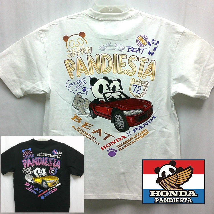 ホンダ HONDA×パンディエスタ PANDIESTA コラボ半袖Tシャツ 585508 BEATネオンサイン 旧車 パンダ ホンダビート
