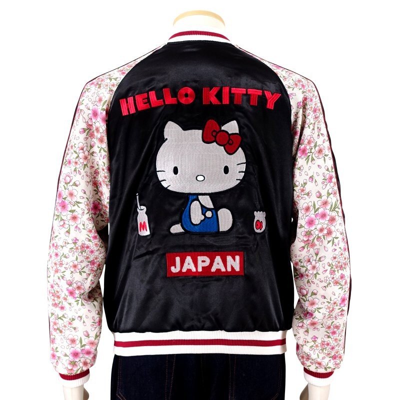 ハローキティ 桜ちりめん袖リバーシブル スカジャン HKSJ301 サンリオ・スイッチプランニング コラボ HELLO KITTY SANRIO SWITCH PLANNING