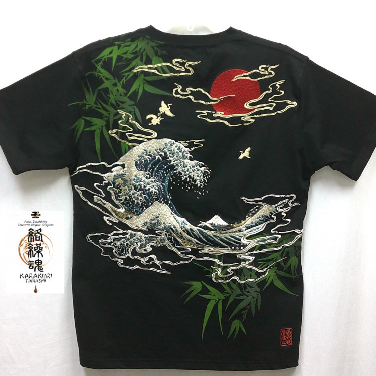 和柄Tシャツ 絡繰魂 からくりだましい 浮世絵 北斎半袖Tシャツ 252020