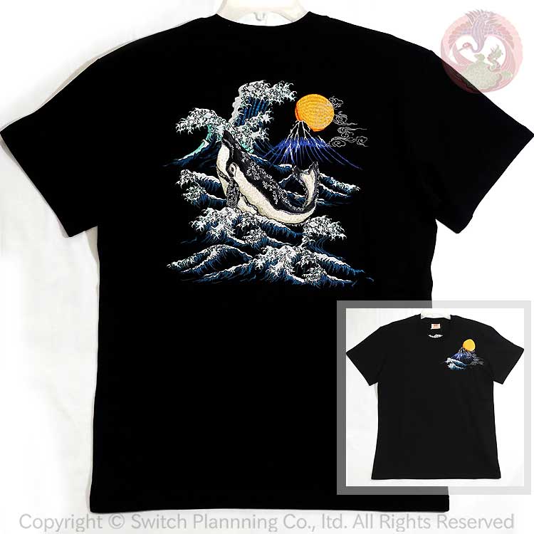 和柄 花旅楽団 はなたびがくだん スクリプト 波に鯨 半袖Tシャツ ST-605 Whales and Waves｜ＳＣＲＩＰＴ店
