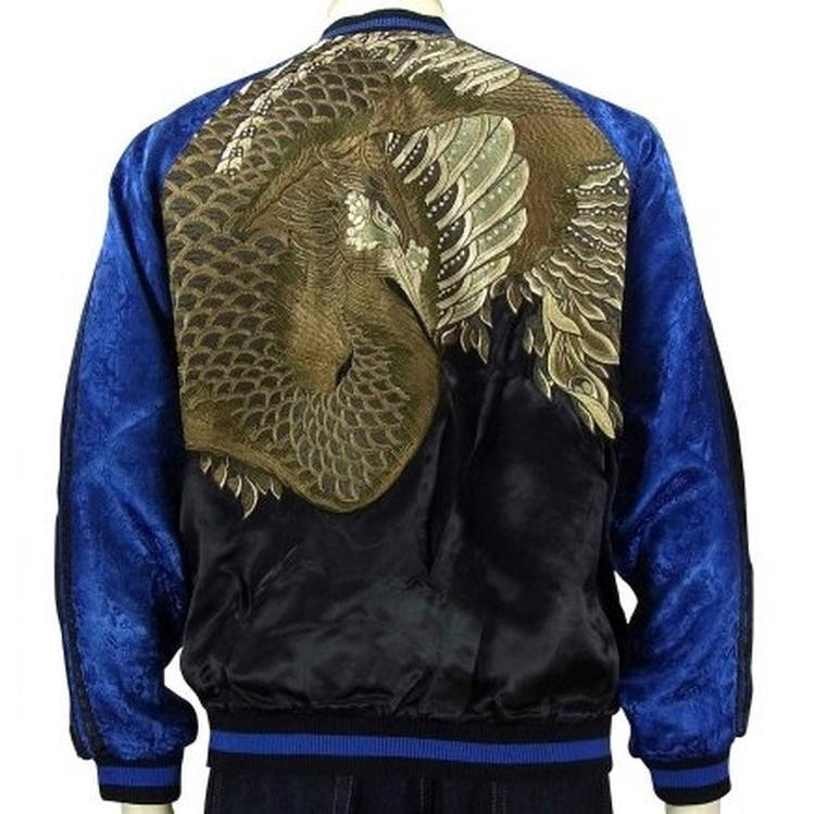 楽天市場】花旅楽団 和柄 スカジャン 月 雁 富士山 リバーシブル 刺繍