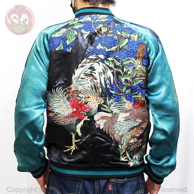 楽天市場】花旅楽団 SCRIPT 若冲の黒鶏刺繍スカジャン SSJ-031