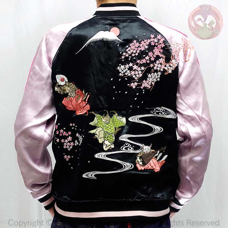 花旅楽団　スカジャン　鯨　日の丸　富士 楽天市場】花旅楽団 和柄 スカジャン 荒波 鯨 クジラ 富士山