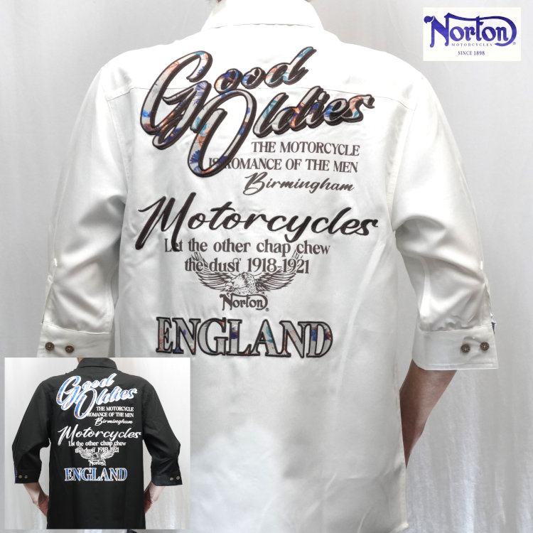 ノートン Nortonリネンライク6分袖シャツ 252N1501 バイカー ロッカーズ アメカジ リゾート｜ＳＣＲＩＰＴ店