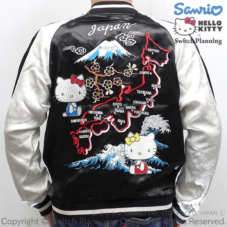 楽天市場】ハローキティとハローミミィと日本地図 ジャガード袖 刺繍