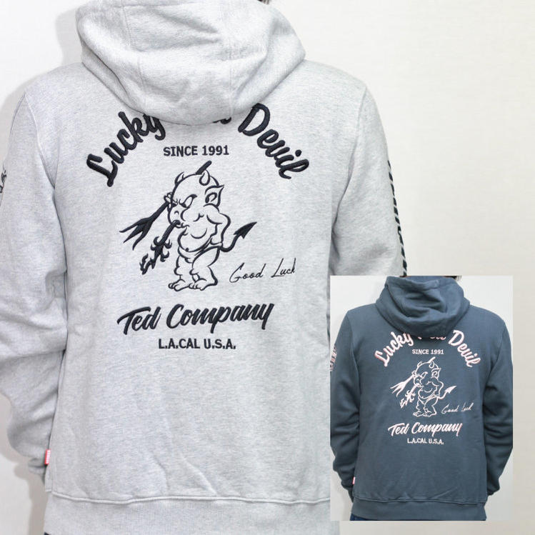 TEDMAN テッドマン刺繍スウェットパーカー TDSP-150 Lucky Red Devil アメカジ バイカー｜ＳＣＲＩＰＴ店