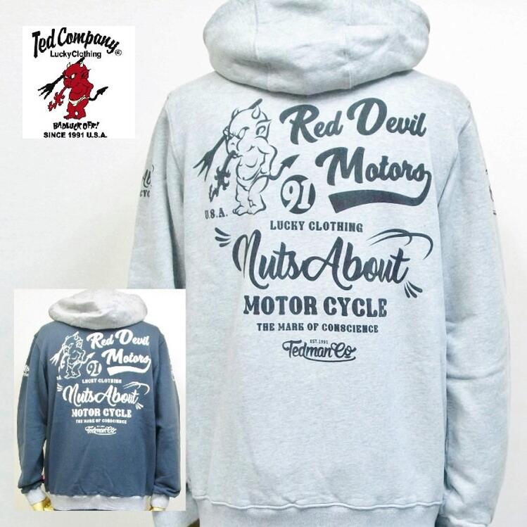 テッドマン TEDMANスウェットパーカー TDSP-155 RED DEVIL MOTORS アメカジ バイカー 大きいサイズXXL 3L｜ＳＣＲＩＰＴ店