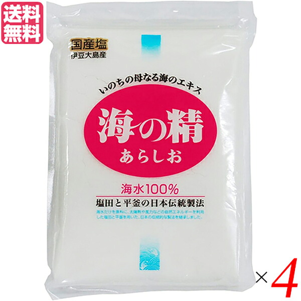 【4/19(日)限定！ポイント2倍！】塩 粗塩 あら塩 海の精 海の精 あらしお 500g ４袋セット 送料無料