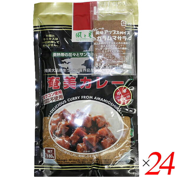 【100円クーポン!】学割6倍!カレー カレールー レトルト 風と光 奄美カレー 中辛 180g 24袋セット|ビューティーツー