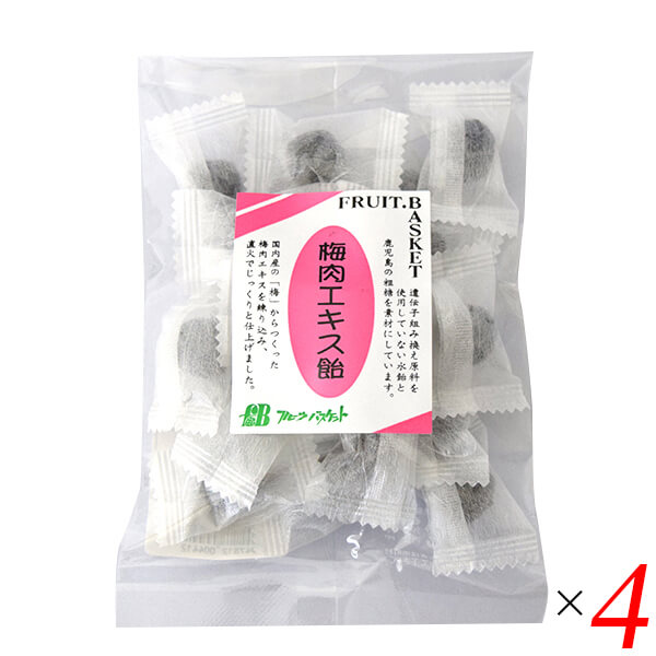 梅飴 梅 飴 フルーツバスケット 梅肉エキス飴 80g 4個セット 送料無料画像
