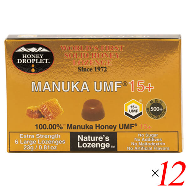 【100円クーポン！】学割6倍！マヌカハニー キャンディ のど飴 ハニードロップレット マヌカハニーUMF15+（のど飴）18g/6粒 12個セット ハニージャパン｜ビューティーツー