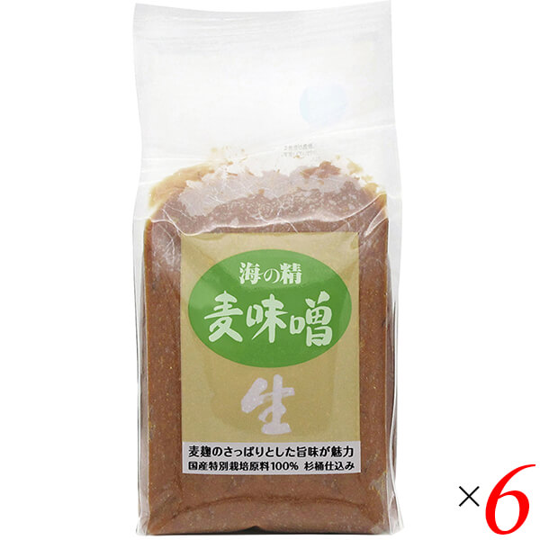 【4/15(水)限定！カードでポイント8倍！】麦味噌 麦みそ 海の精 国産特栽 麦味噌 1kg 6個セット 送料無料