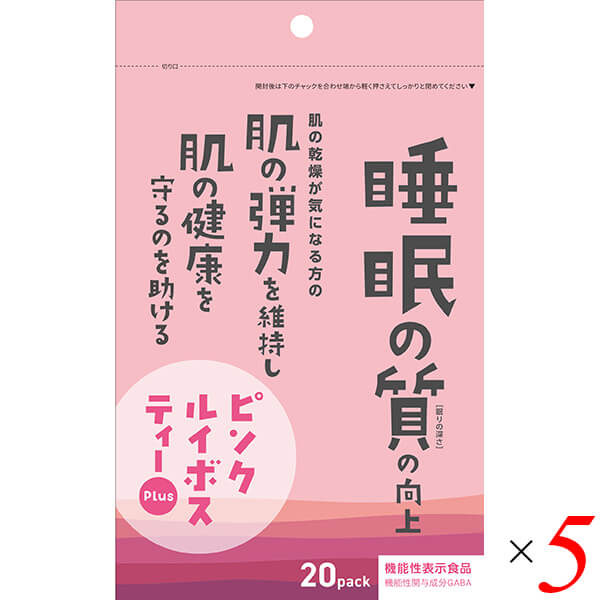 【4/18(土)限定！ポイント最大7倍！】小川生薬 ピンクルイボスティーPlus 36g(2g×18) 5個セット 機能性表示食品 GABA ギャバ ローズヒップ