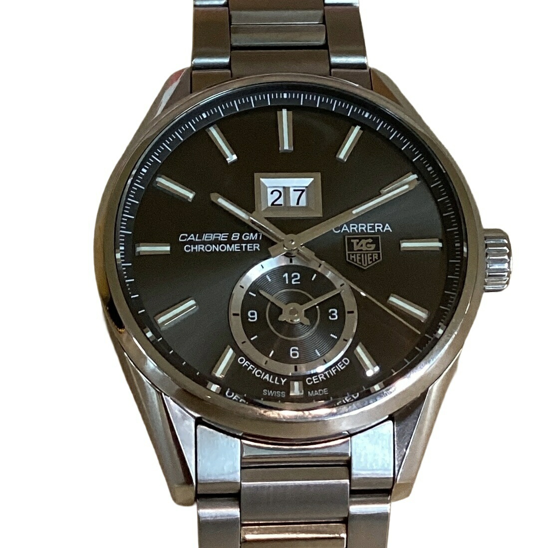 【中古】 タグホイヤー 時辰儀 TAG HEUER WAR5012 カレラ キャリバー8 GMT グランドデイト 自動小銃一巻き 裏スケルトン 箱 御墨付き付 148976