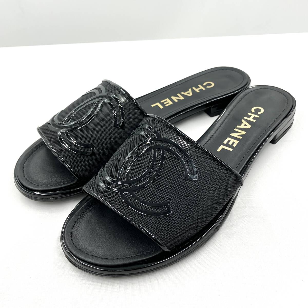 【中古】 シャネル CHANEL サンダル ミュール G37156 メッシュ ココマーク 36 (23糎) 黒いこと レディース 袋付 149059