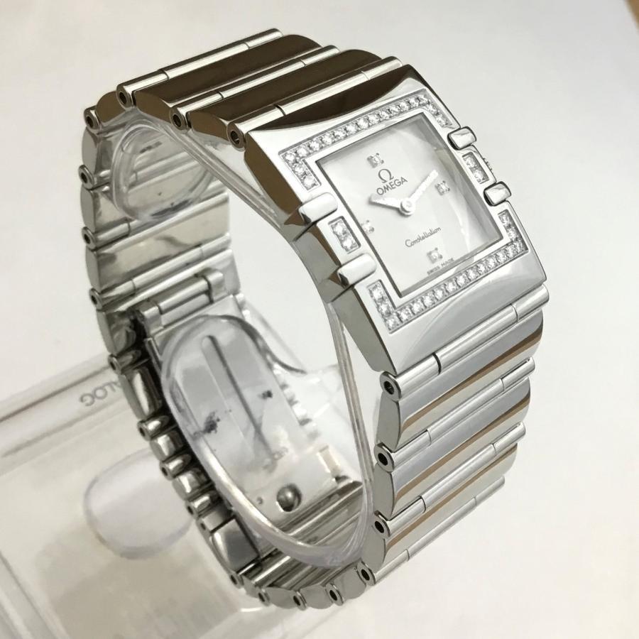 【中古】 ゼロ 時辰儀 OMEGA コンステレーション カレ クアドラ 1528.36 ダイヤベゼル 金剛石 4P QZ 146369