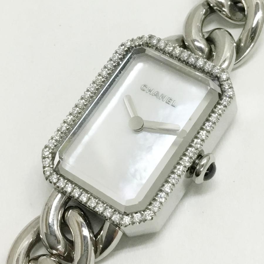 【中古】 シャネル 時辰儀 CHANEL プルミエール 金属元素 チェーン店 H3253 金剛石 ベゼル 白いこと甲殻 箱 お墨付き付 147864