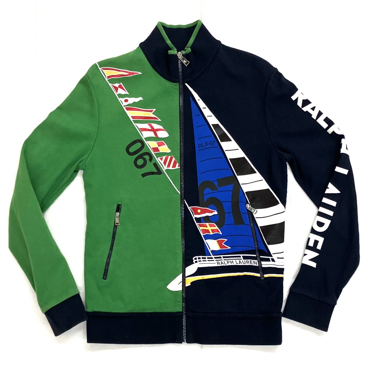 【中古】 ラルフローレン RALPH LAUREN フルジップスウェットシャツ トレーナー パープルレーベル ネイビープリント S サイズ メンズ 151287｜ブランドショップキララ店