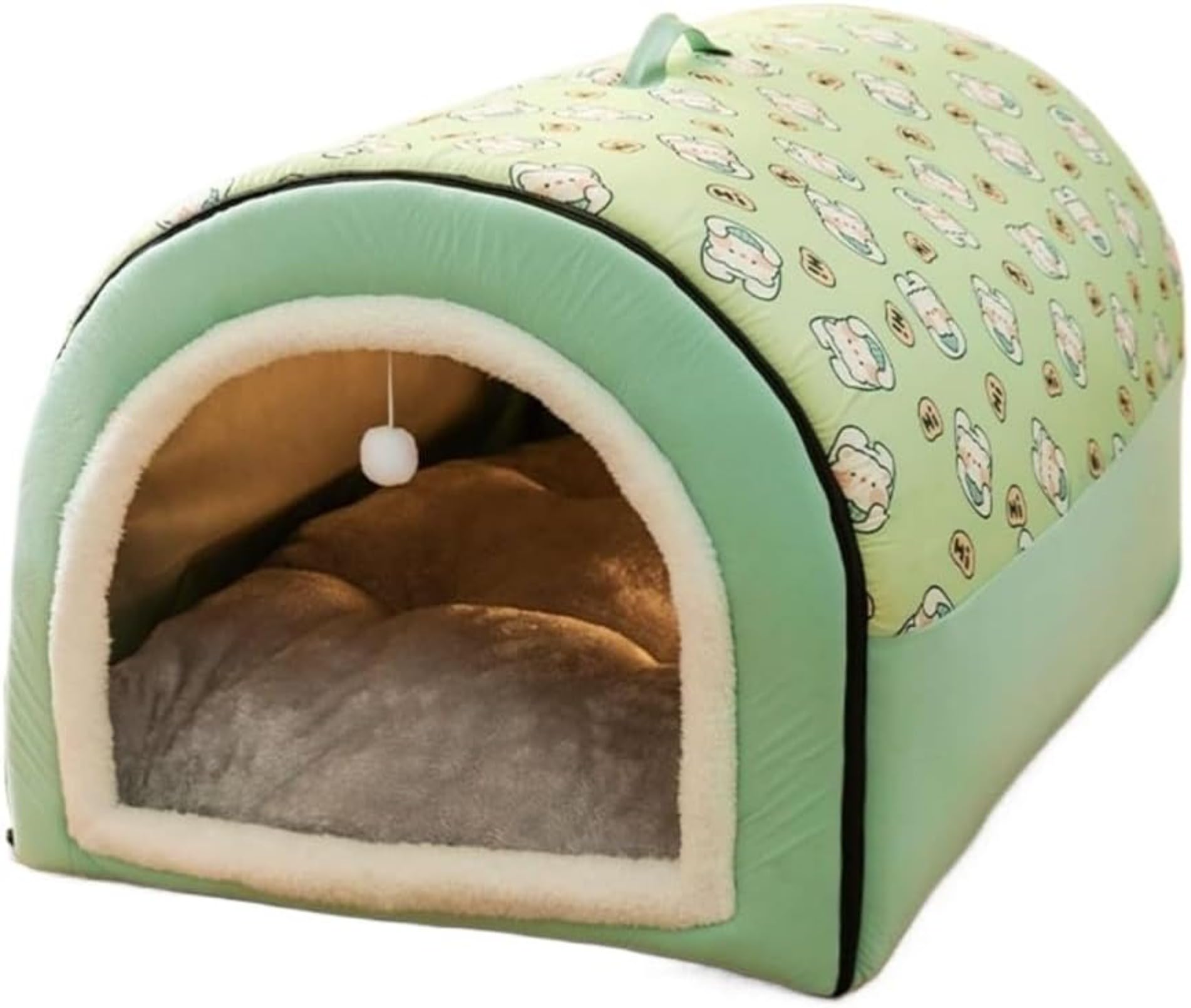 ッド 保温防寒 屋根付き テント おしゃれ 2WAY 小型犬 猫 ペットクッション 大型犬 安眠 寝床 ペットソファ キャリーバッグ 寒さ対策 休憩所 犬猫用 室内用 オールシーズン 折りたたみ可 寝床 冷暖房 手提げグレー 実用なタイプ (ブラウン,M)