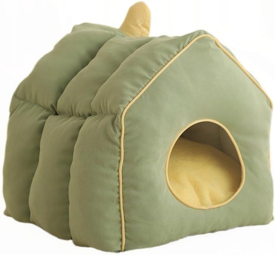 猫ベッド ハウス型 冬用 保温 ペットベッド 大空間 多頭飼い対応 ふわふわクッション 洗える 滑り止め付き 防寒対策 おしゃれ 猫ハウス 通年利用可能 柔らかい ペット用寝床 暖かい 猫用品 ギフトにも最適 (: M （45cｍ*45cｍ40cｍ）)