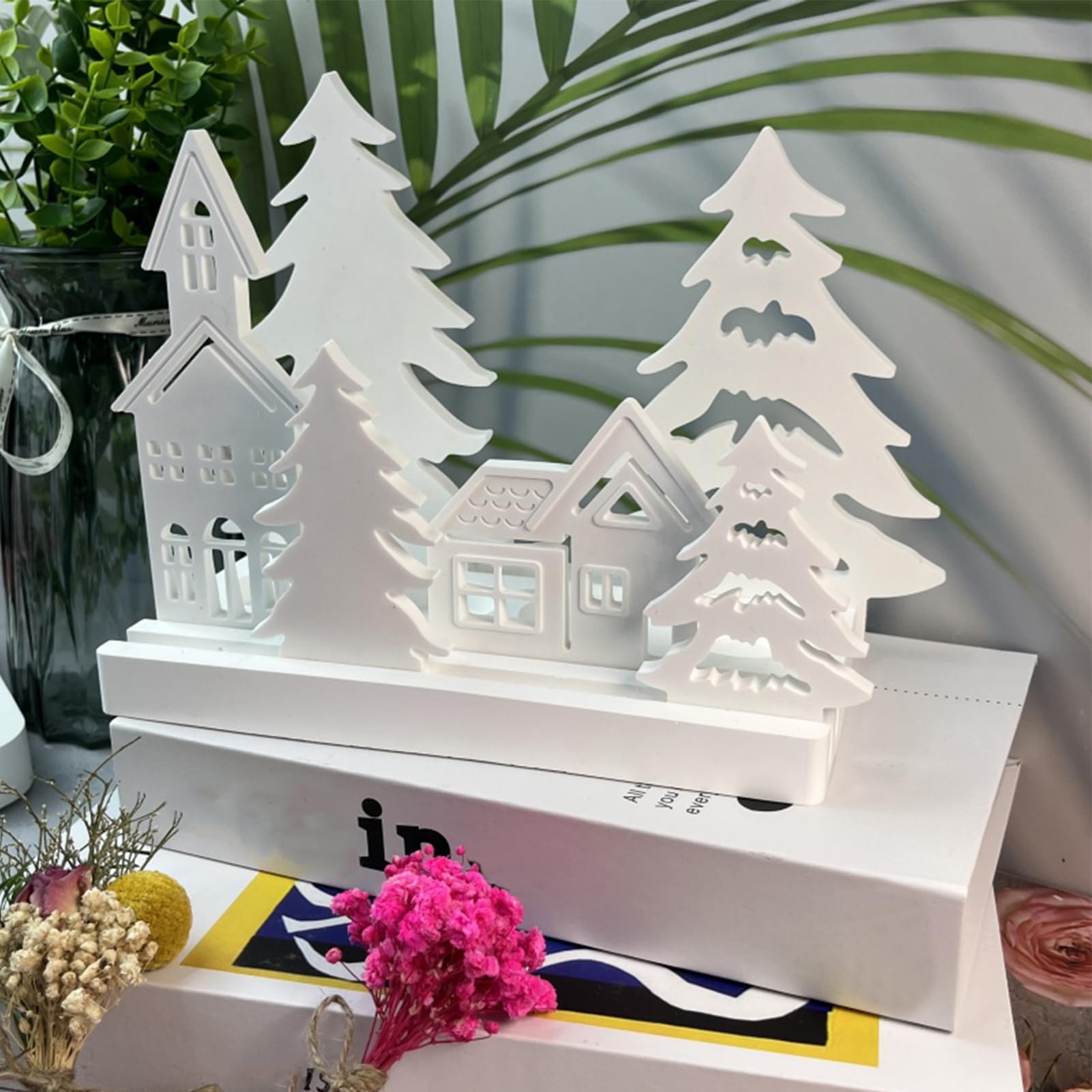 シリコンクリスマスモールド 7個書き割り クリスマスモールド 3Dモールド 家 木 砂糖菓子造営物の具 養護ホームパン屋用