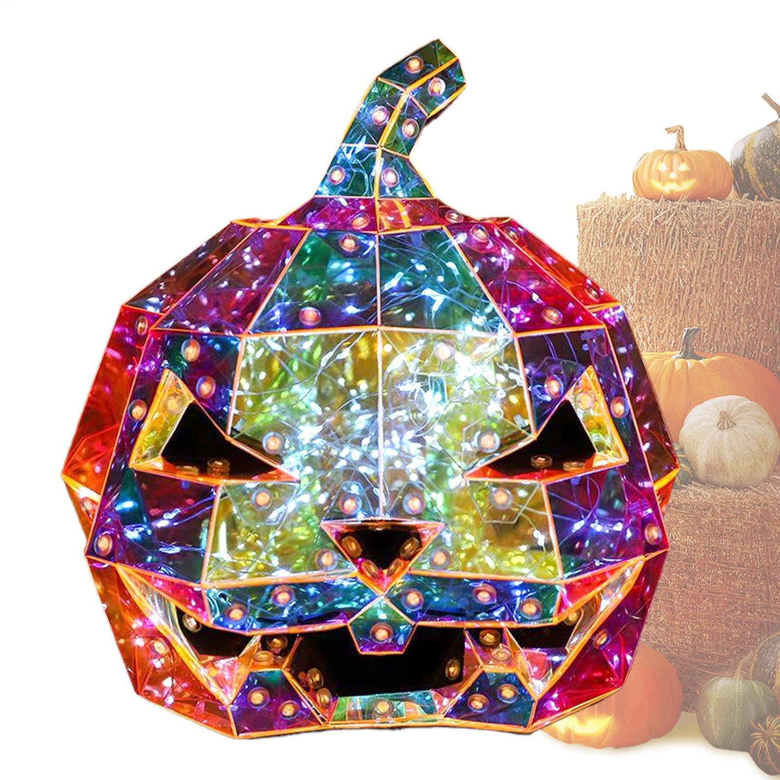 虹色に光る西洋カボチャ | 虹色に輝くハロウィンかざり付けるともし火 | プラグアンドプレイ発する提灯飾りつけ キャンプファイヤー・プール・夜・家の飾りつけ用