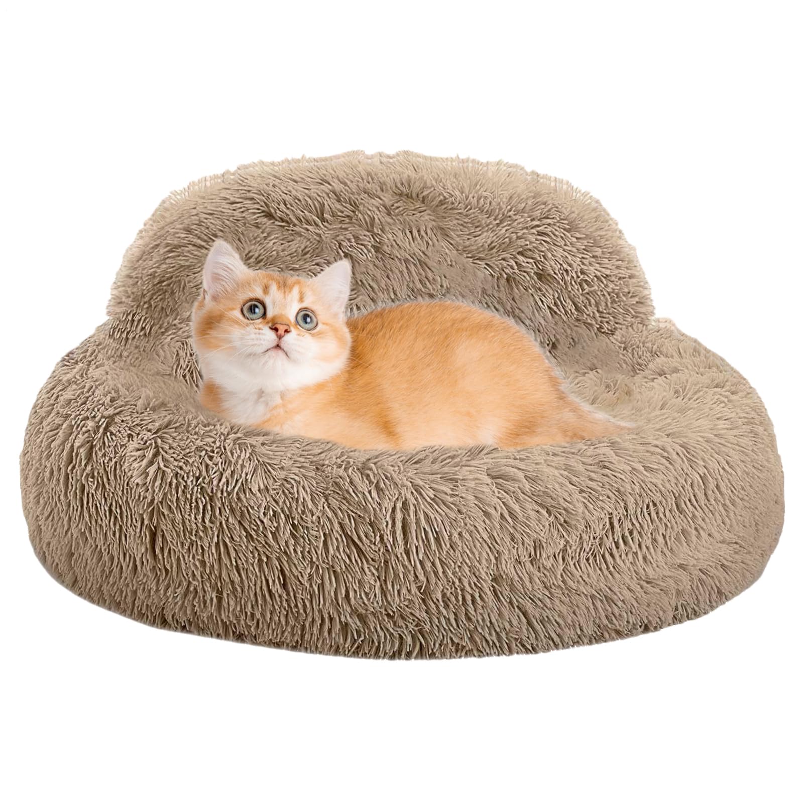 犬用 伸び伸びする寝台 - 丸型ドーナツひな形 朦々たる愛玩動物寝台 | 高め縁取り くつろぎ長いす 犬ころ 子ネコ用 室内 リビング 臥し所 やすらぎ間隔文字 日常途切らせる用