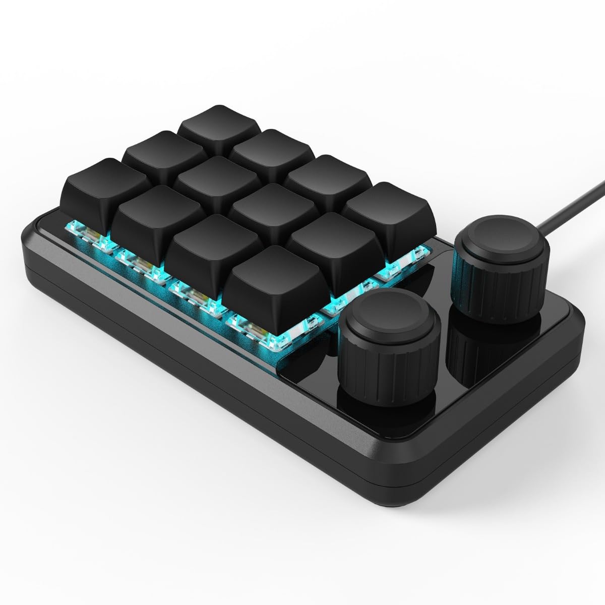 無線 12キー2ノブ 片手 RGB WIindowsで設定が必要 赤軸 メカニカル 軸体交換 18キャラクタ プログラマブルカスタム可能な 小型 ショットカットキー プログラマー向き ゲーム/メディア/作業制御 人気 (有線モデルです,ブラック)
