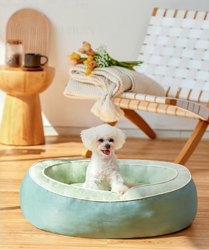 冬ソファペットベッドペット用寝袋ふわふわベッド猫ベッド小型犬多機能小動物用安眠快眠犬猫兼用スタイル (グリーン,L)