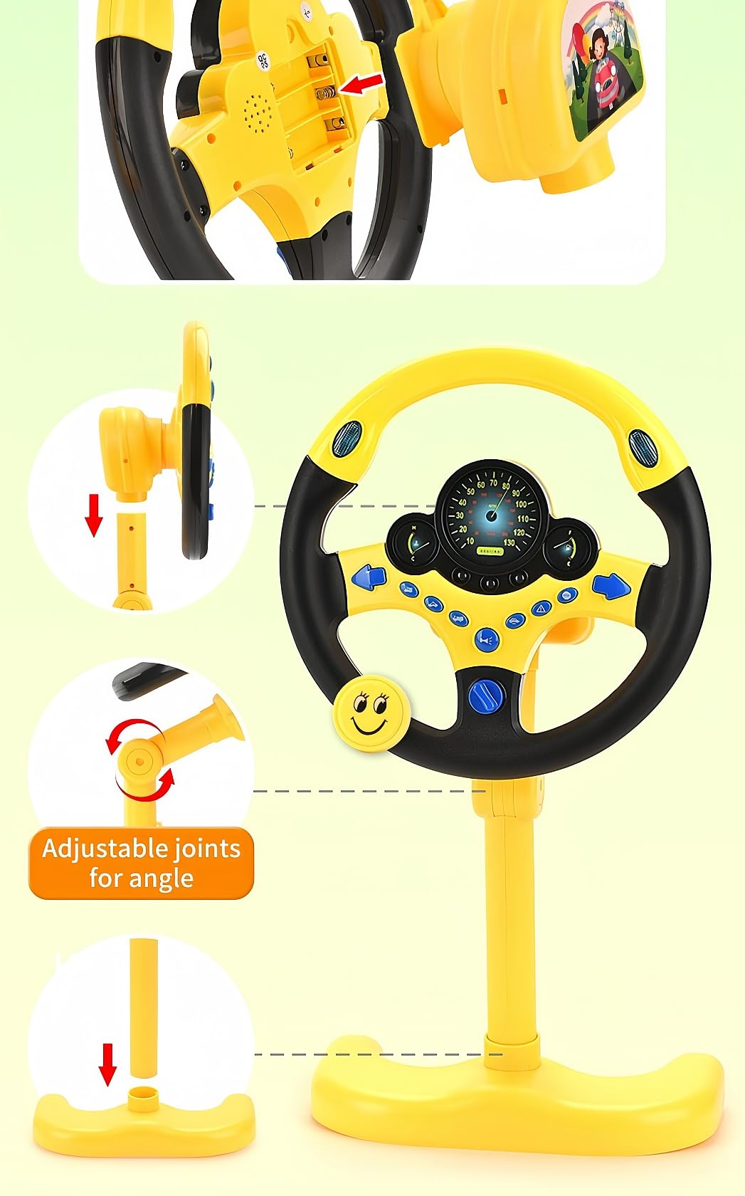 をシミュレートする模擬運転おもちゃ 早期教育教育玩具 子供用おもちゃ 車のステアリングホイール 男の子と女の子の誕生日プレゼント 車のハンドル おもちゃ (ピンク) []｜BSマーケット