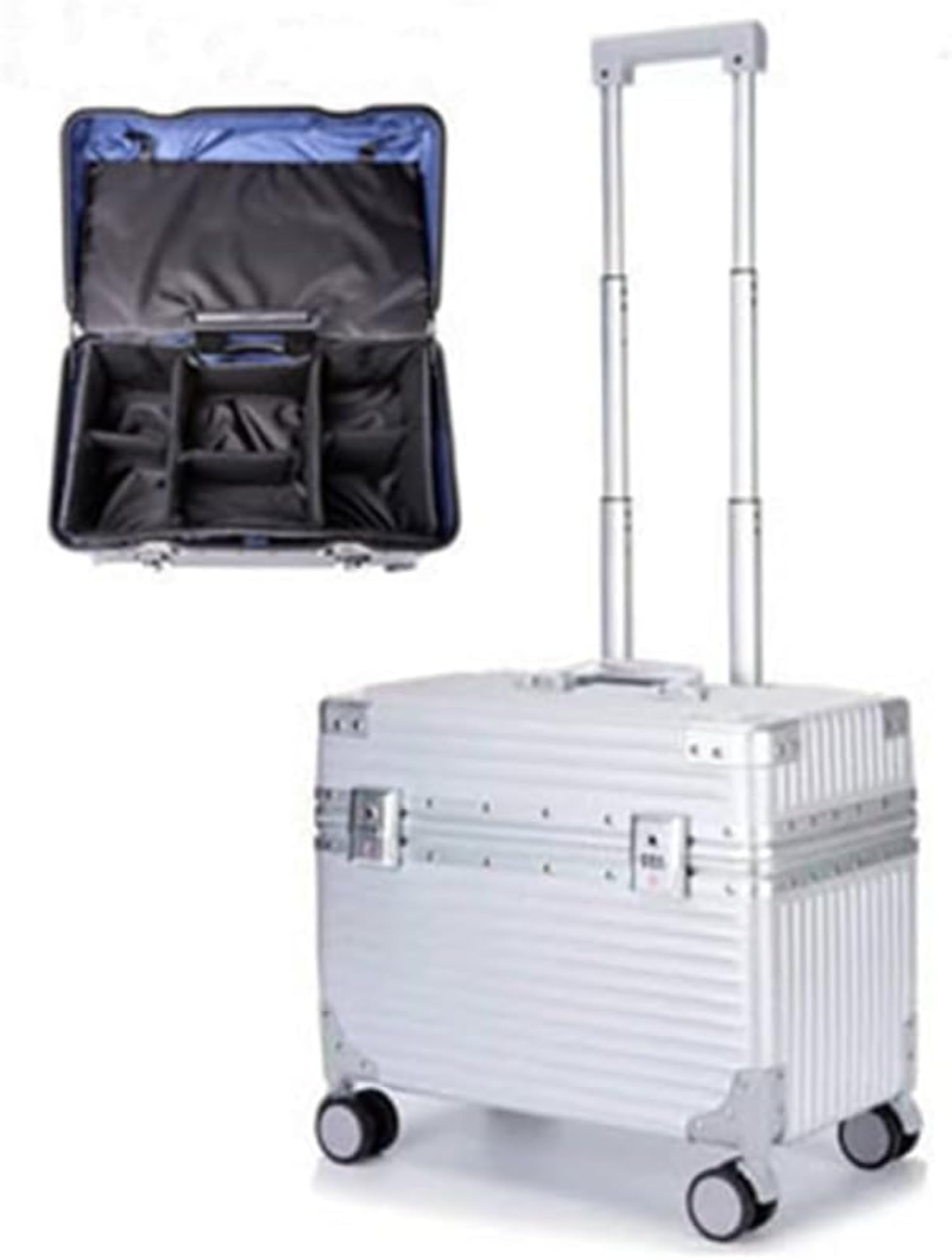 [LuminaireLife] 軽銀ひな形 超軽さ小型旅行バッグ（持ちはこび入れもの/商行為ボックス席兼用） アッパーオープニングカバー 静音回転させるダブルキャスター 雨合羽・耐衝撃・切り取り押しとどめる 好いたらしいひな型 旅する・出張相応う (白いこと,51*30*38糎)