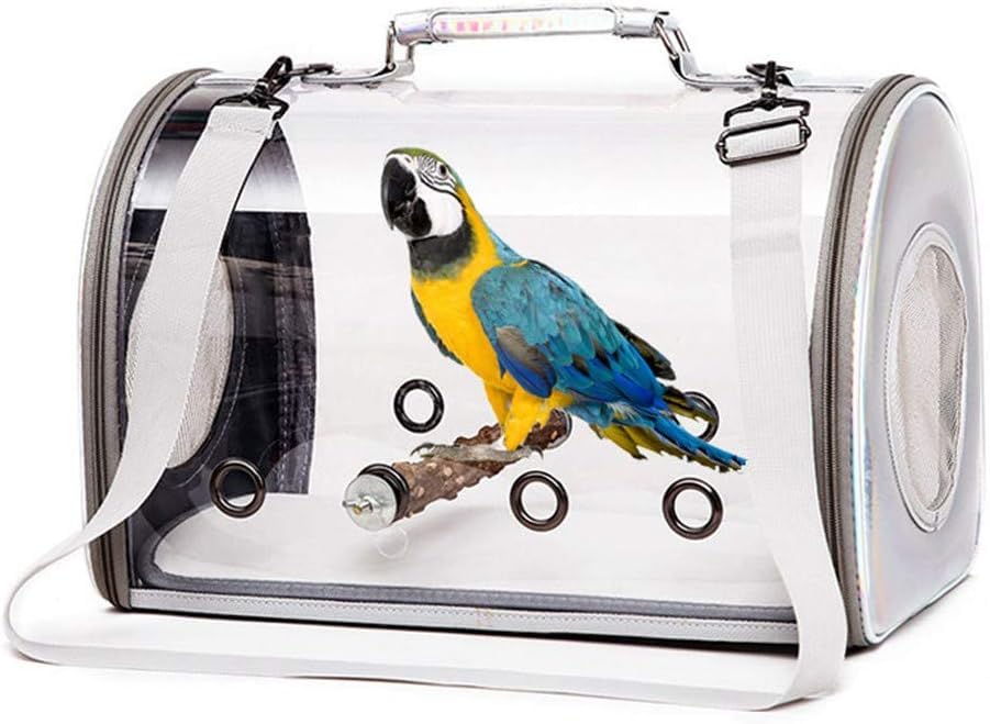 インコ キャリー 鳥 キャリーバッグ 止まり木付き 移動用 通気 透明 外出便利 携帯バッグ お散歩ケージ お出かけ ペット用 (ブルー)｜BSマーケット