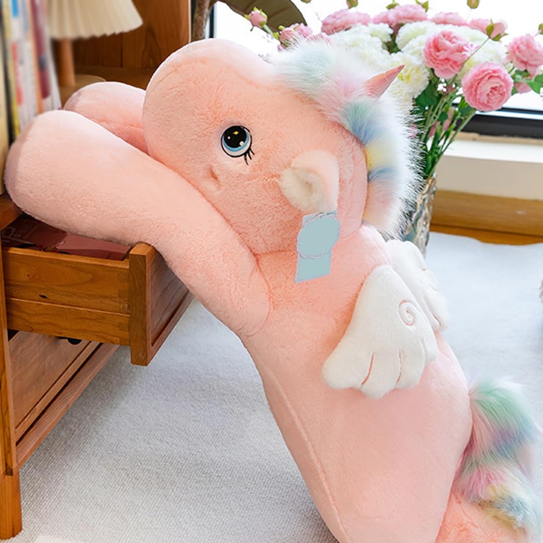 ユニコーン 抱き枕 特大 動物 リアル ぬいぐるみ 大きい 部屋飾り 多機能 ふわふわ かわいい クッション ソフト 105cm おもち プレゼント ピンク 誕生日|BSマーケット