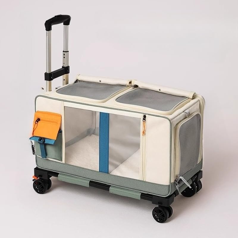 ペットキャリー ソフトクレート、ペット用トロリーケース、旅行用ポータブルキャットボックス 大容量 折りたたみ 軽量 コンパクト収納 猫2匹 小型犬 旅行 通院 災害避難 メッシュ通気 (ストラップレス)｜BSマーケット