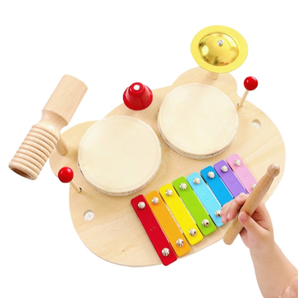ちびっ子用膜鳴楽器書き割り 知育手あそび 多役立つこと打ち物 サウンドジェネレーター 洋琴 膜鳴楽器 鐘 太鼓の手あそび 小さな身寄り 木製 安全性のあるな水溶性えの具 ホルムアルデヒド無し 据え置き飾り気の無い (B繰り上げる評点版,多役立つこと快い音台)