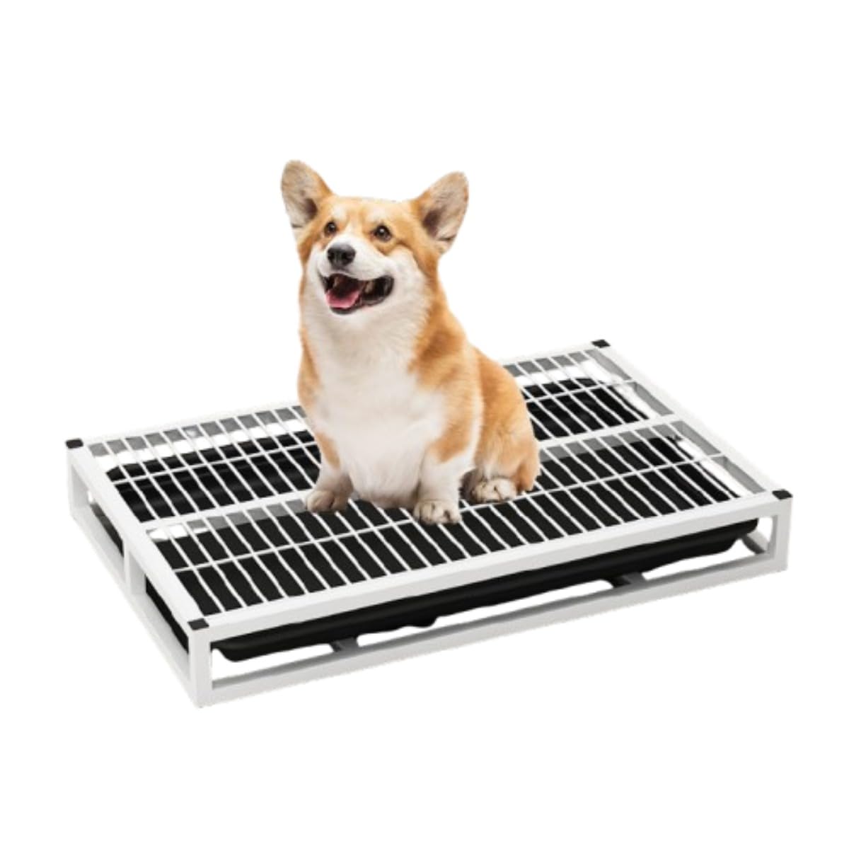 犬用トイレトレイ ステンレススチール ペットトレーニングトレイ 小型犬用 ポーション型 ペットトイレボックス 室内犬用品 床保護 お手入れ簡単 ペットの足をドライに保つ トレーニングマット 大容量 お手入れ簡単 (L,ブラック)
