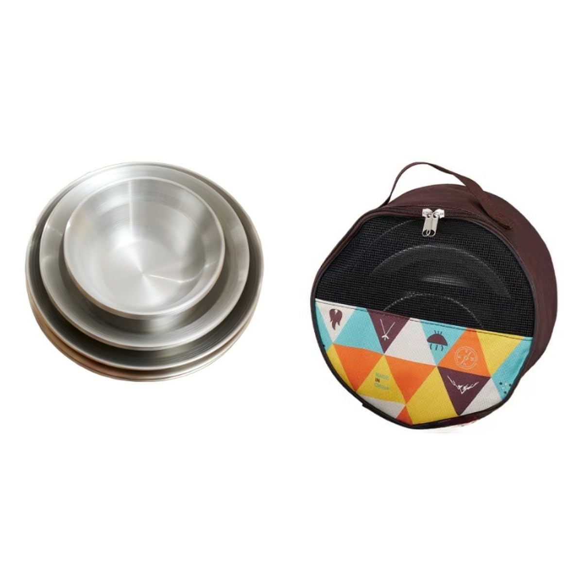 難民キャンプ 食器書き割り 食器 キャンプセット 皿 書き割り 16枚書き割り 膳立て手道具 どんぶり鉢 お皿 ステンレス鋼 携帯型 スチールボウル 吸いものポット 納める御徒面子付き添い人 アウトドア 難民キャンプ ピクニック 丸焼き 防災 (16個)