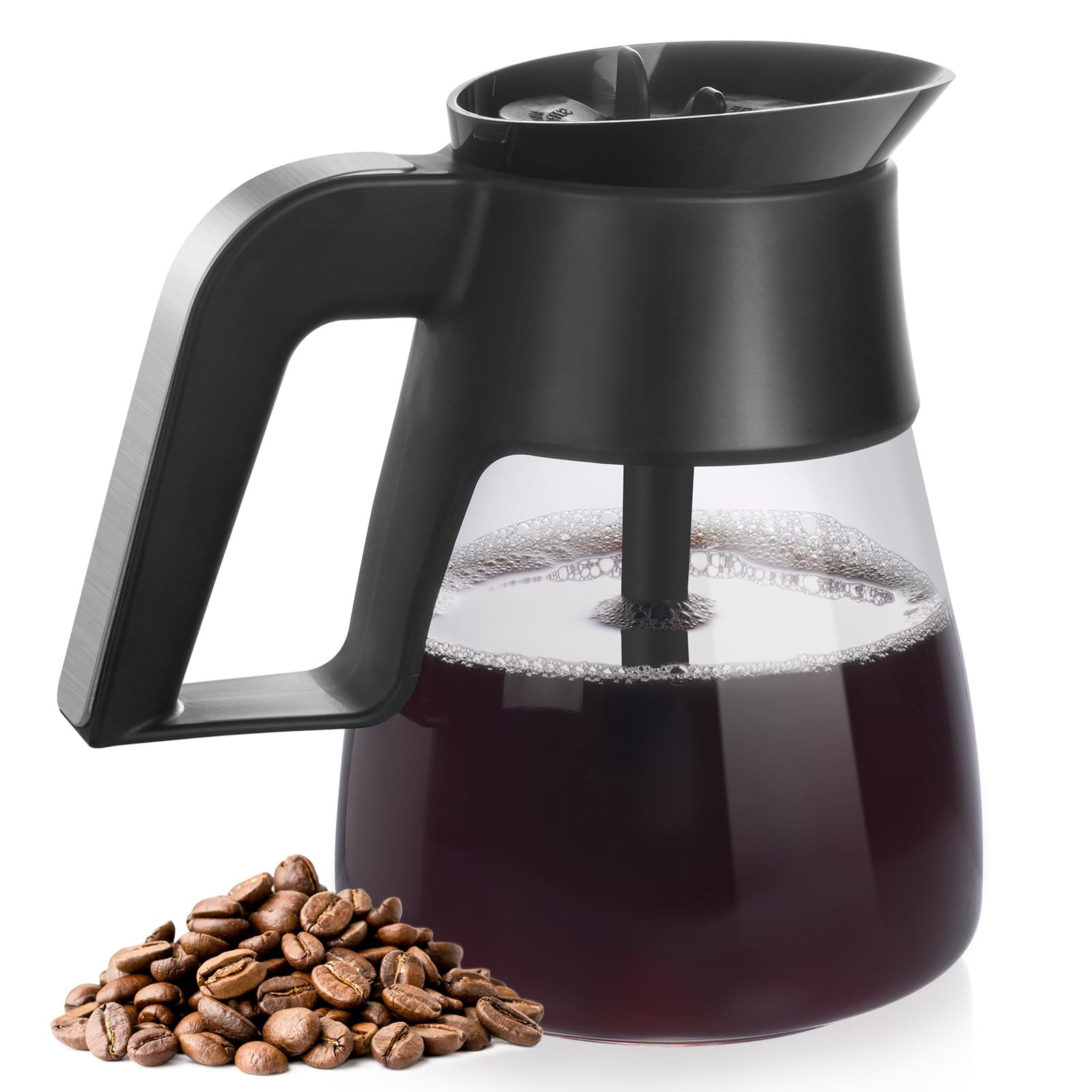 10カップコーヒーポット交換用 コーヒーメーカー 090 300 400 300 ガラスコーヒーポット交換用 抽出蓋付き コーヒーポット交換用 頑丈なステンレススチールメタルハンドル付き｜BSマーケット