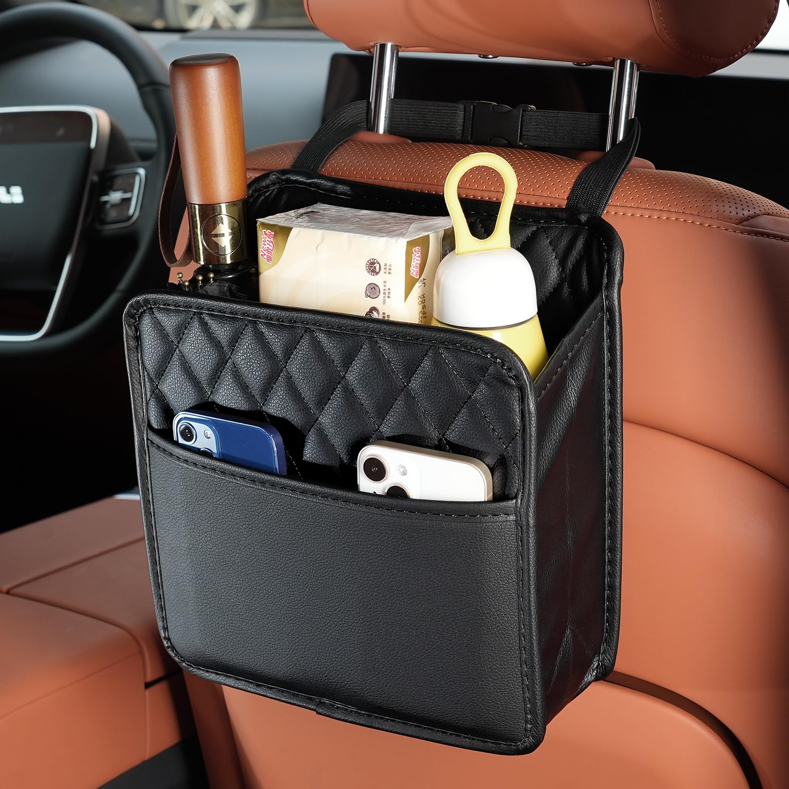 2パック カーシート バックハンギングバッグ 車 ドキュメントホルダー マルチポケット ボトルバッグ 収納 防水 レザー ボックス オーガナイザー 旅行 整理整頓 ポーチ ポケット キッズ|BSマーケット
