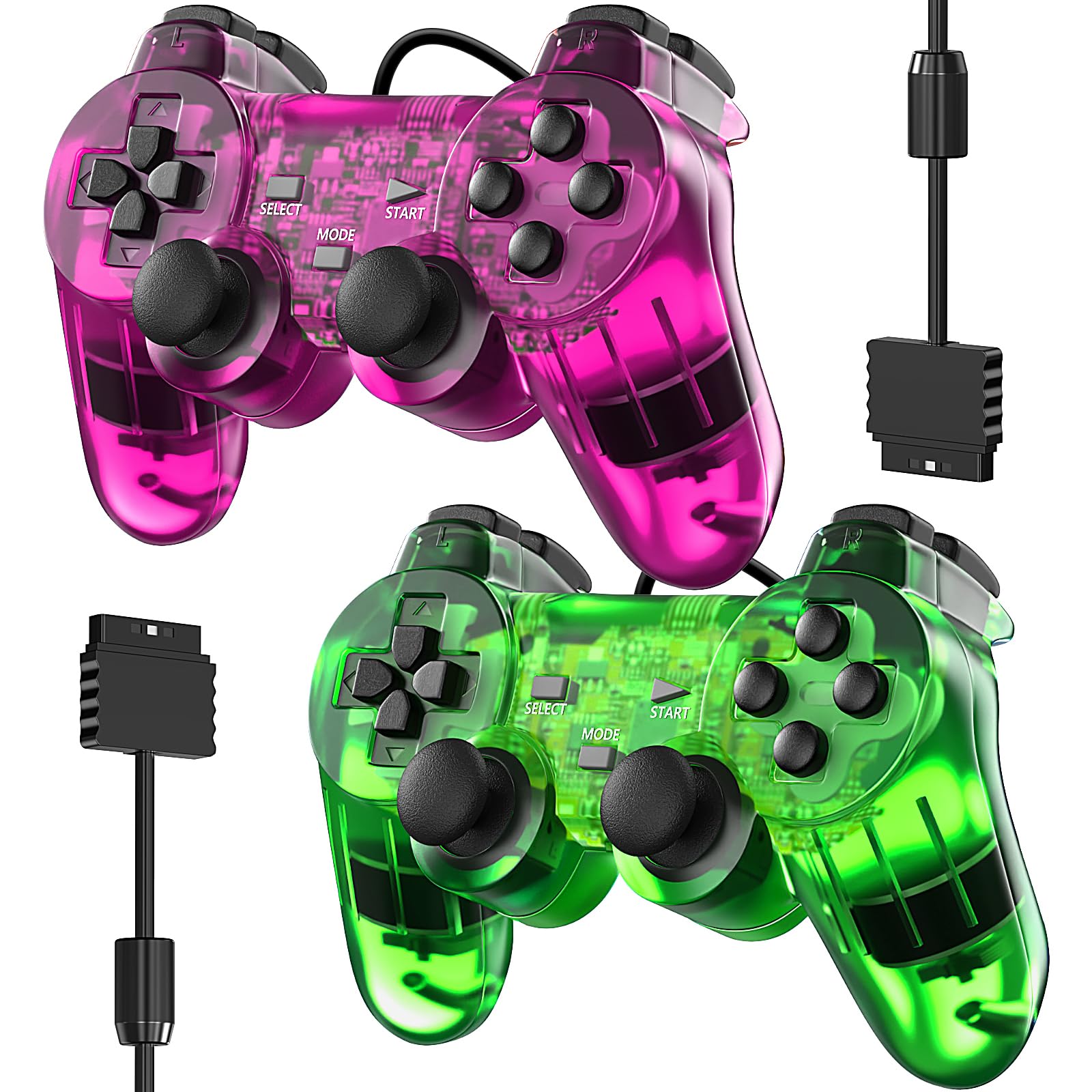 2 ダブルぼうぜん自失用有線制御装置 ゲームパッドリモート2個容器に並べる   2に相応う (クリアパープルと読みやすい緑であること)