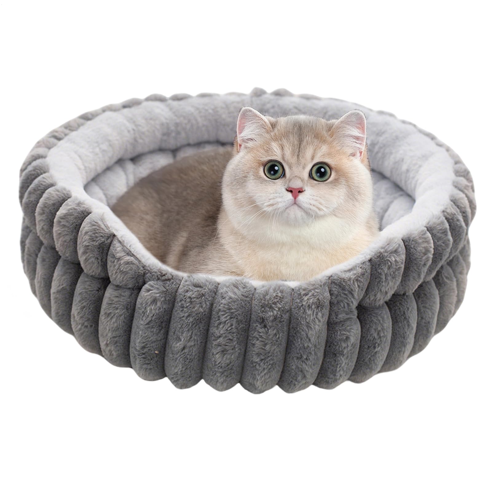キャットベッド,おしゃれなデザイン - 温かいドーナツ型 丸洗い可能 子猫用 アウトドア リラックス ペット睡眠 旅行 冬用｜BSマーケット