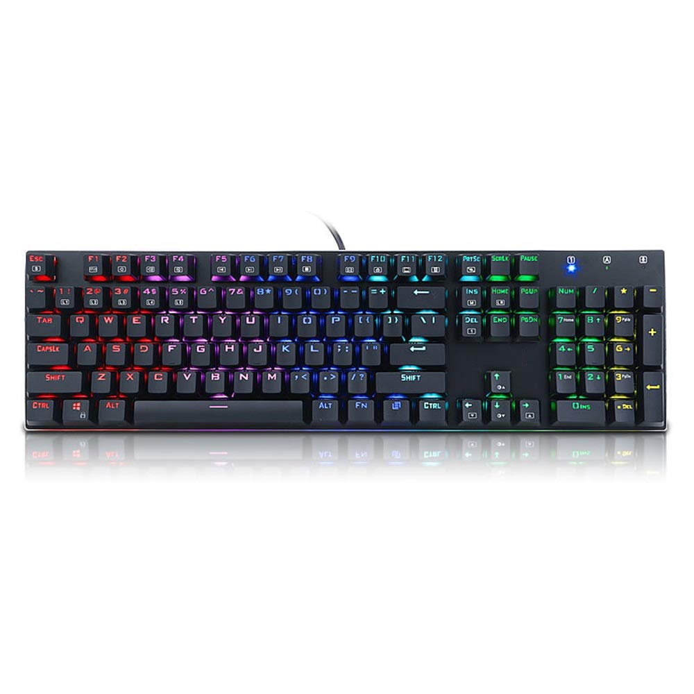 メカニカルゲーミングキーボード 104手がかり有線うしろ側ともし火付き添い人メカニカルゲーミングキーボードブルー・スイッチ・の手がかり旗がしら ゲーミングキーボード (色 : 黒いこと, 大きさ : 一大きさ)