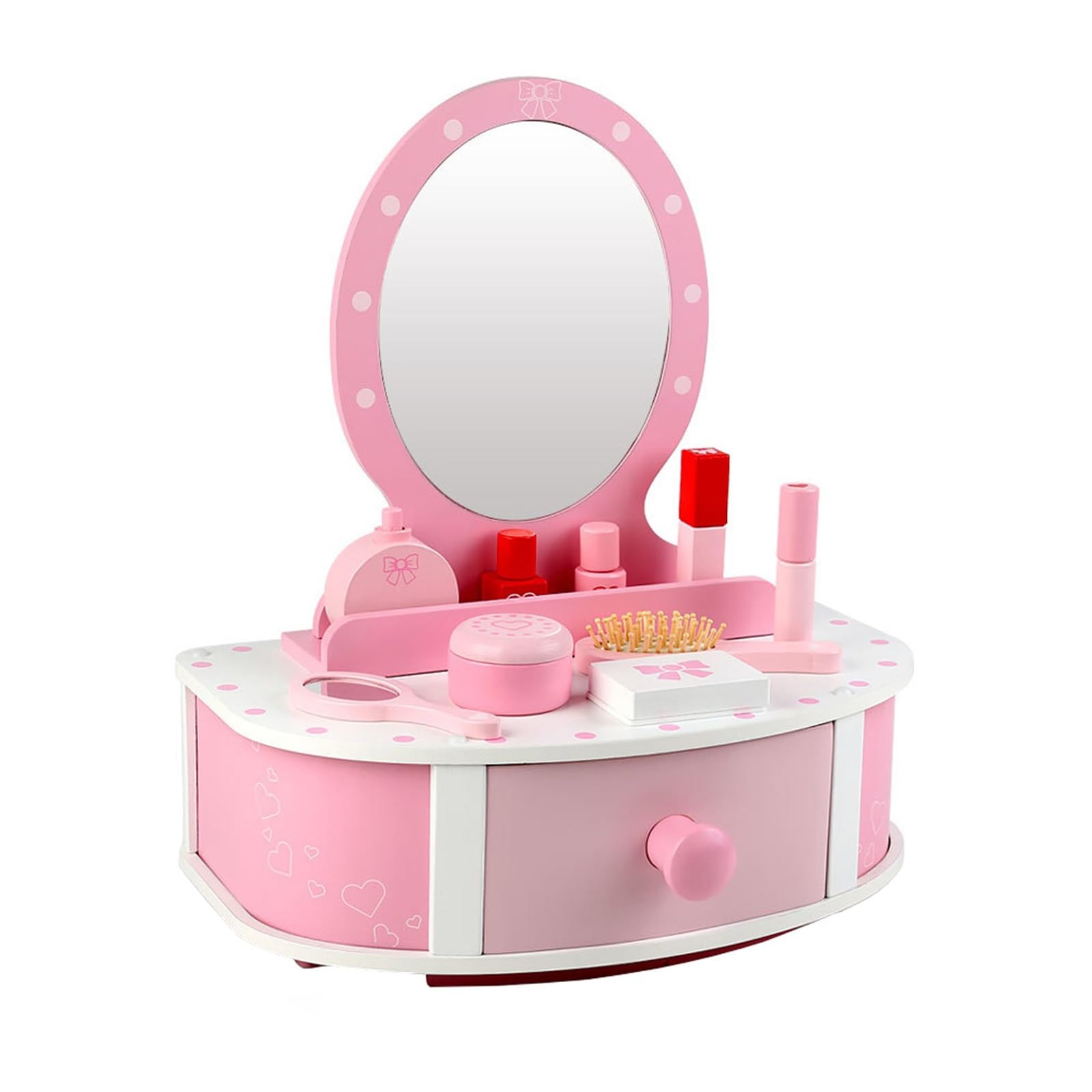 ドレッシングテーブルのおもちゃ 女の子 女の子用木製ドレッシングテーブル - 小さな女の子のためのごっこ遊び用子供用化粧台 ミラー付き 美容サロンプレイセット 小さなプリンセスのためのメイクアップ 4歳以上のお子様に最適｜BSマーケット 10,985円