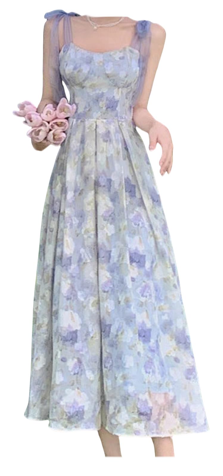 [] キャミソールワンピース ワンピース レディース ロングワンピース ラインワンピース サマードレス 花柄のスカート ノースリーブ ハイウエスト ロング丈 薄手 おしゃれ 森ガール きれいめ 優しい カジュアル 夏服 通勤 デート 二次会｜BSマーケット